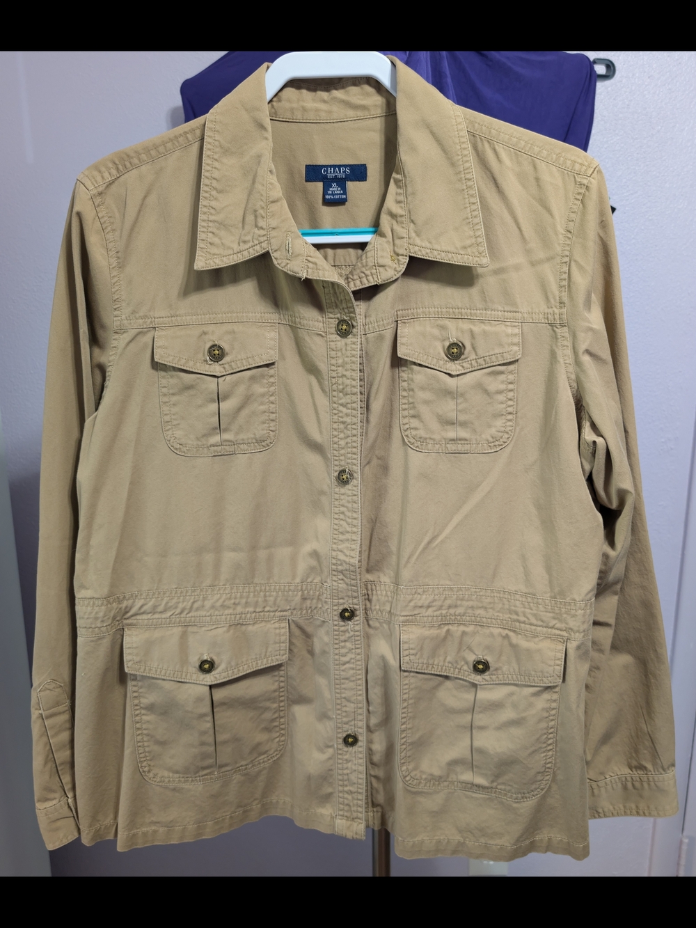 Chaps Women's Khaki Utility Jacket with Front Pockets